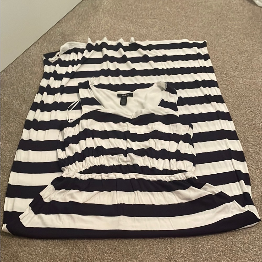 Style & Co. Black and White Ruched Sleeveless Maxi Dress